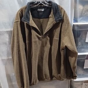 Chereskin Brown Fleece Pullover with Quarter Zip